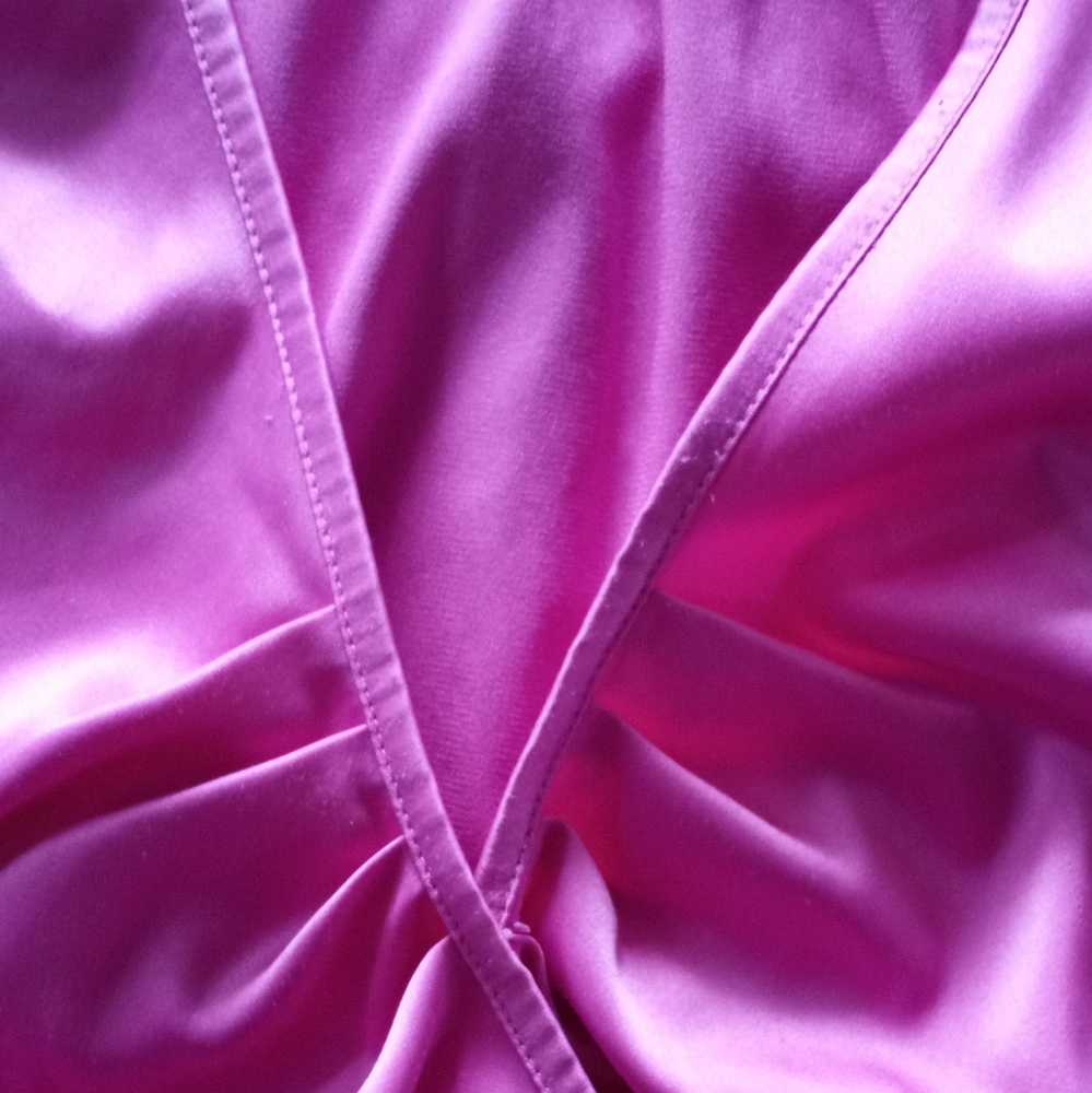 Express Satin Wrap Blouse in Bright Pink - Picture 4 of 12